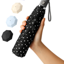 BAODINI Small UV Protection Travel Umbrella Compact for Rain and Sun UPF 50+ 41 inch Portable Umbrella for Women and Men, (Black and White)