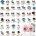 2 x 36pcs Snowman Face Stickers for Crafts Cute Christmas Ornaments Vinyl Snow Man Face Decals Xmas Winter Holiday Stickers for Window Glass Cups Balls Jars Wall Party Supplies Home Decoration(face36)