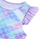 Girls Swimsuit 2 Piece Ruffle Bathing Suit UPF 50+ Tankini Swimsuit Skirt with Lining Size 3-10 (5-6 Years, A1-mermaid-03)