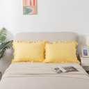H HOUSEHOLD Queen Size Pillow Cases Set of 2 - Ruffled Chic Boho Pillowcase 2 Pack, Super Soft and Cozy Pillow Case Covers with Envelop Closure, 20x30 Inches Light Yellow