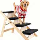 MEWANG Wood Pet Stairs & Ramp for Small/Medium Dogs and Cats, Aging Pets  3-in-1 Foldable, Portable, Non-Slip Pet Ladder for Tall Beds, Couches,CarsHolds Up to 220 lbs (31.5" L x 17.2" W x 25.0" H)