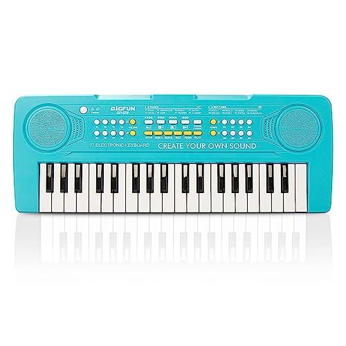 Keyboard Piano for Kids, BIGFUN 37 Keys Toddler Piano Multifunction Music Educational Instrument Toy, Electronic Kids Keyboard for 3-7 Year Old Girls and Boys (Blue)