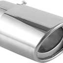 DUSCOKE Stainless Steel Car Exhaust Tip, 2.5" Inlet 3.4" Outlet Chrome Tail Throat Pipe Exhaust Muffler Pipe Tip Fit 1.5"- 2.25" Diameter Pipes, Exhaust Tailpipe Car Modification Accessory (Straight)