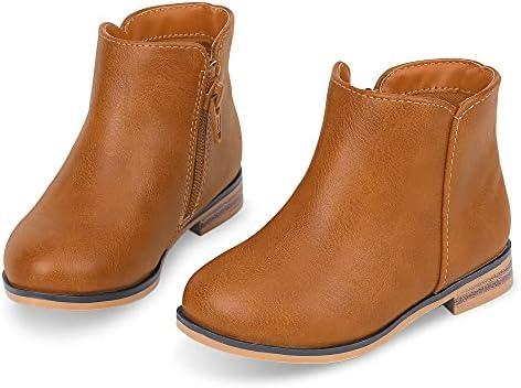 Fupoia Girls Boots Kids Ankle Boots Side Zipper Booties Fashion Short Suede Low Heels 10