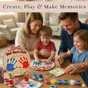 10'' Best Mom Ever Hands Down Big Size DIY Handprint Art Kit with Non-Toxic Paints Family Keepsake, Toddler Crafts for Mother's Day, Mom Birthday Gifts from Kids, To Mom Keychain Message Gifts