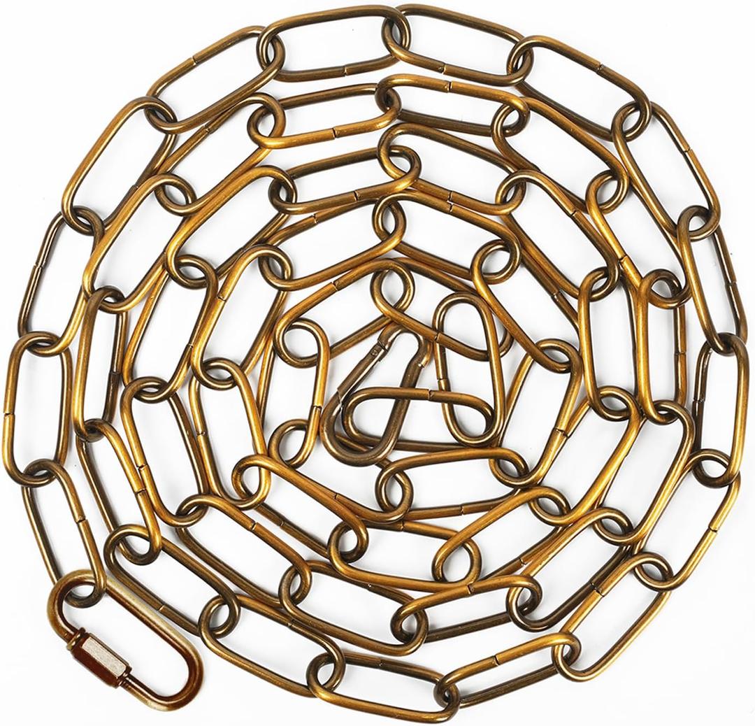 Garini 6 Feet Gold Bronze Light Fixture Chain, Adjustable Metal Pendant Chandelier Chain Extension with Detachable Link, Maximum Load is 66 Pounds (1 Pack)