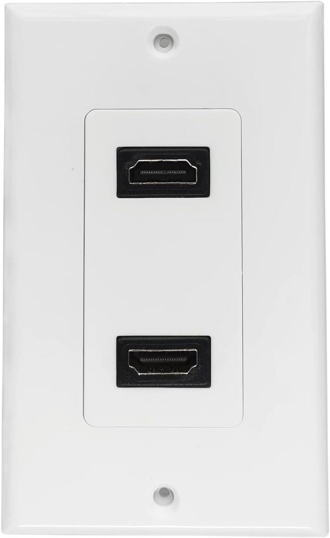 HDMI Wall Plate Wall Outlet Panel for Home Theater HDMI Socket Coupler Support 4K HDR ARC 3D Ethernet (White 2 Port)