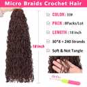 18 Inch Micro Braids Crochet Hair 240 Strands Brown Curly ZiZi Box Braids 8 Packs Mini Yanky Twisted Crochet Hair Micro Locs with Curly Ends Synthetic Braiding Hair Extension #33