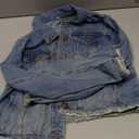 MISS MOLY Jean Jacket Women’s Frayed Washed Button Up Cropped Denim Jacket w 2 Side Pockets
