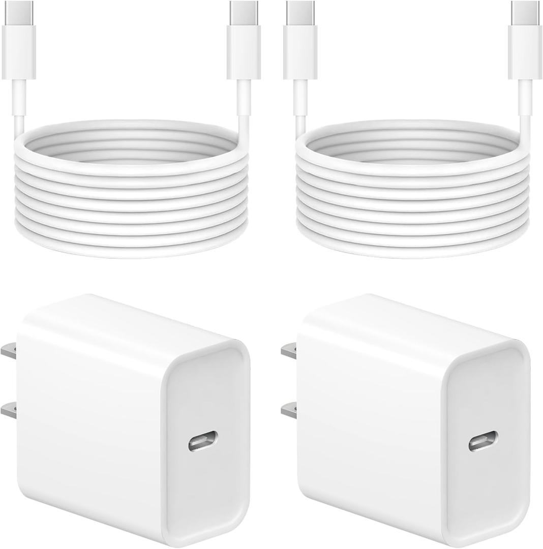iPhone 17 16 15 Fast Charger, 2-Pack 20W USB C Wall Charger Plug with 6FT Type C High-Speed Fast Charging Cable for Apple iPhone 17 Pro Max/Pro/Air,iPhone 16/15 Pro Max/Pro/Plus/iPad Pro/Mini/AirPods