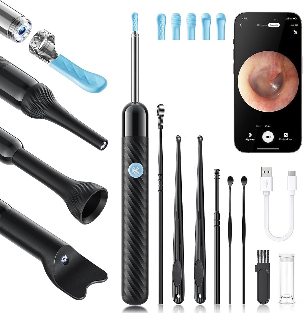 Loyker X6 Ear Wax Removal Tool Camera, Ear Cleaner with Camera, FSA HSA Store Eligible, 1080P Ear Camera with 6LED Light for Ear/Nose/Throat/Tonsil Stone Examination, Black