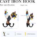 Cast Iron Rooster Wall Hook - 1 Pack Heavy Duty Decorative Hook, Solid Cast Iron Coat Hook with Mounting Screws, for Entryway Kitchen Bedroom