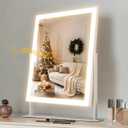 Hansong Vanity Mirror with Lights 11.8"x9.8" Lighted Makeup Mirror with Bluetooth Speaker Smart Touch Control LED Mirror with 3 Color Light Modes Detachable 10X Magnification and 360Rotation