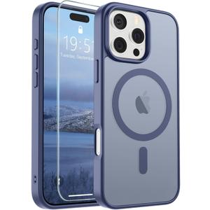 SUPFINE Magnetic for iPhone 16 Pro Case (Compatible with MagSafe) (Military Grade Drop Protection) Slim Translucent Matte Shockproof with Anti-Fingerprint Phone Case,Lavender Gray