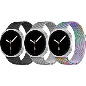 3 Pack Metal Magnetic Bands Compatible with Samsung Galaxy Watch 8 40mm 44mm/8 Classic 46mm,Milanese Loop Mesh Stainless Steel Strap for Galaxy Watch8 Men Women