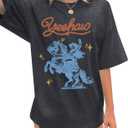 Western Shirts for Women Cowgirl Shirts Vintage Oversized Cowboy Graphic Tee Country Concert Short Sleeve Top (Gray, M)