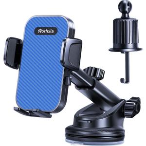 Rorhxia [Military-Grade 3-in-1 Blue Phone Holders for Your Car, [2025 Most Stable and Flexible Suction Cup] Vent Dashboard Windshield Cell Phone Mount Car Fit for All Phones, iPhone, Samsung