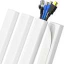 Delamu Cord Hider, 62.8in Cord Covers for Wires on Wall, Wire Covers for Cords, Cable Hider Wire Hider, Cable Cover Management, TV Cord Hider for Wall Mounted TV, 4X L15.7 W1.18 H0.63in (Large, White)
