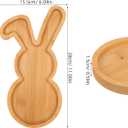 Bamboo Easter Bunny Charcuterie Board 11"x6" 3-Section Divided Snack Tray | Keeps Candy, Cheese & Veggies Separate for Snacks Fruits Candies Spring Table Decoration Rustic Farmhouse Serving Platter