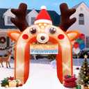 10 FT Reindeer Inflatable Reno Inflable Deer Arch Decoration with LED Lights, Blow Up Decor for Outdoor Yard Lawn Sign Backdrop Sports Inflatable Arch