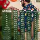 BRISIRA Big and Tall Christmas Shirts for Men Santa Hawaiian Vacation Short Sleeve Button Down Holiday Shirt Lightweight (Blue)