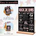 40th Birthday Party Decorations for Girl Boy, Sweet Back in 1985 Birthday Decor Poster Acrylic Table Sign, 40th Birthday Party Supplies, Double-Sided