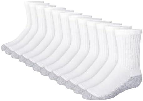 Hanes Boys' Socks, Double Tough Cushioned Crew Socks, 12-pair Packs Size 3-9