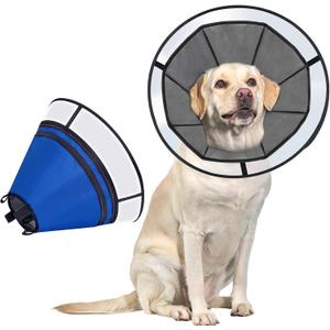 OneTigris Elizabethan Collar Soft Dog Cone for Dogs After Surgery, Breathable Pet Recovery Collar for Large Medium Small Dogs and Cats, Adjustable Dog Cone Collar (Blue, L)