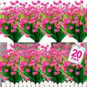 TURNMEON 20 Bundles Artificial Flowers for Outdoors, Summer Spring Grass Camellia Fake Flowers Plastic Plants, UV Resistant No Fade Faux Greenery for Gardens Porch Yards Cemetery Decor 500 Heads(Pink)