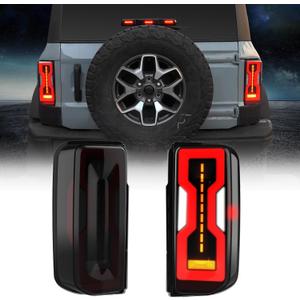 LED Tail Lights For Ford Bronco 2021-2024 Halogen Taillights Upgrade, Rear Brake Lamps Stop Taillight for Ford Bronco 2 Door/4 Door Accessories(2PCS, Smoked Lens)