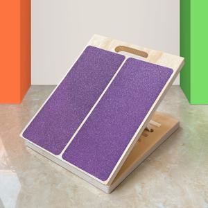 Adjustable Foot Incline Wooden Slant Board For Calf Stretching,440lb Capacity, Balance Velour Stretcher Ankle Stretch Knee Leg Boards Squats Wedge Exercise Pilates Fitness Portable Equipment (Purple)