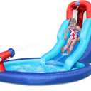 ACTION AIR Inflatable Waterslide, Bounce House with Slide for Wet and Dry, Kids Backyard Waterpark for Summer Fun, Water Gun & Splash Pool for Age 3-6, Love for Kids, Blue