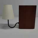 AELS Wooden Bookshelf Lamp with Bulb, Table Lamp with Linen Shade, 3-Color Dimmable Touch Control, Modern Decorative Bookend, Book Sconce for Office Home Bedroom Bookshelf, Dark Brown (Plug-in Model)