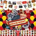 Movie Night Party Decorations, Movie Night Party Supplies Balloons Backdrop Swirls Banner Cake Toppers etc Movie Theater Decorations