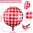 Threan 50 Pieces 18 Inches Checkerboard Balloons Aluminum Foil Balloons Party Decorations for Summer Picnic BBQ Party Decor Birthday Holiday Racing Themed Supplies(Red, White)