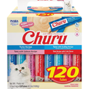 INABA Churu Cat Treats, Lickable, Squeezable Creamy Purée with Vitamin E, 0.5 Ounces per Tube, 120 Tubes Total, Tuna Variety BBD: 03/26/2026 