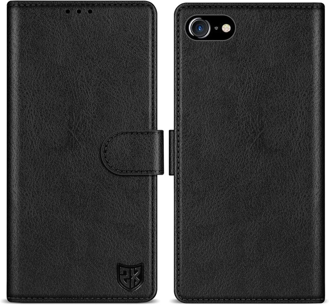 ZZXX for iPhone 7/iPhone 8/iPhone SE 2022(2020) Wallet Case with [RFID Blocking] Card Slot Kickstand Magnetic Closure Leather Flip Fold Protective Phone Case for iPhone 8 Case Wallet(Black-4.7 inch)