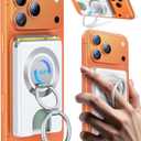 Compatible with Magsafe Wallet 3 Cards Holder [20X Strong Magnet] Magnetic Phone Grips Stand Mount Dual Ring 360 Rotation Desk Cellphone Fits for iPhone 17/16/15/14/13/12 Pro Max (White)