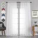 Chyhomenyc Extra Long White Sheer Curtains 120 Inches Long 2 Panels Set, Voile Window Drapes for Wedding Arch/Birthday Party/Hallway Window Guest Room, Each 42Wx120L in, 10FT, Set of 2, White