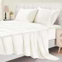 Satin Sheets, King Size Sheets Set, 4 Pcs Cooling Soft Bed Sheets, Silky Bedding Set with Deep Pocket up to 15 inches-White