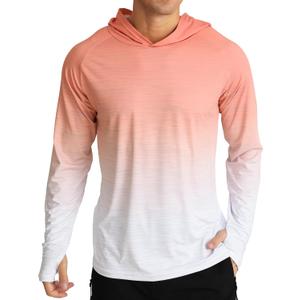 APTRO Men's UPF 50+ Sun Protection Long Sleeve Hoodie Shirts UV Outdoor Fishing Shirts SPF Rash Guard Shirts for Men MS18 Gradient Orange M