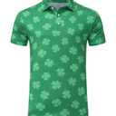 Mens St Patrick's Day Polo Shirt Irish Funny Four Leaf Clover Green Saint Paddy Tee Shirts Golf Top Lucky Green S (Green, S)