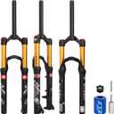 20/24 inch Bike Suspension Air Fork-120/140mm Travel, 100mm Hub Spacing, 1-1/8" Straight Tube Manual Lockout QR 9mm MTB Front Forks, Max 2.5" Tires