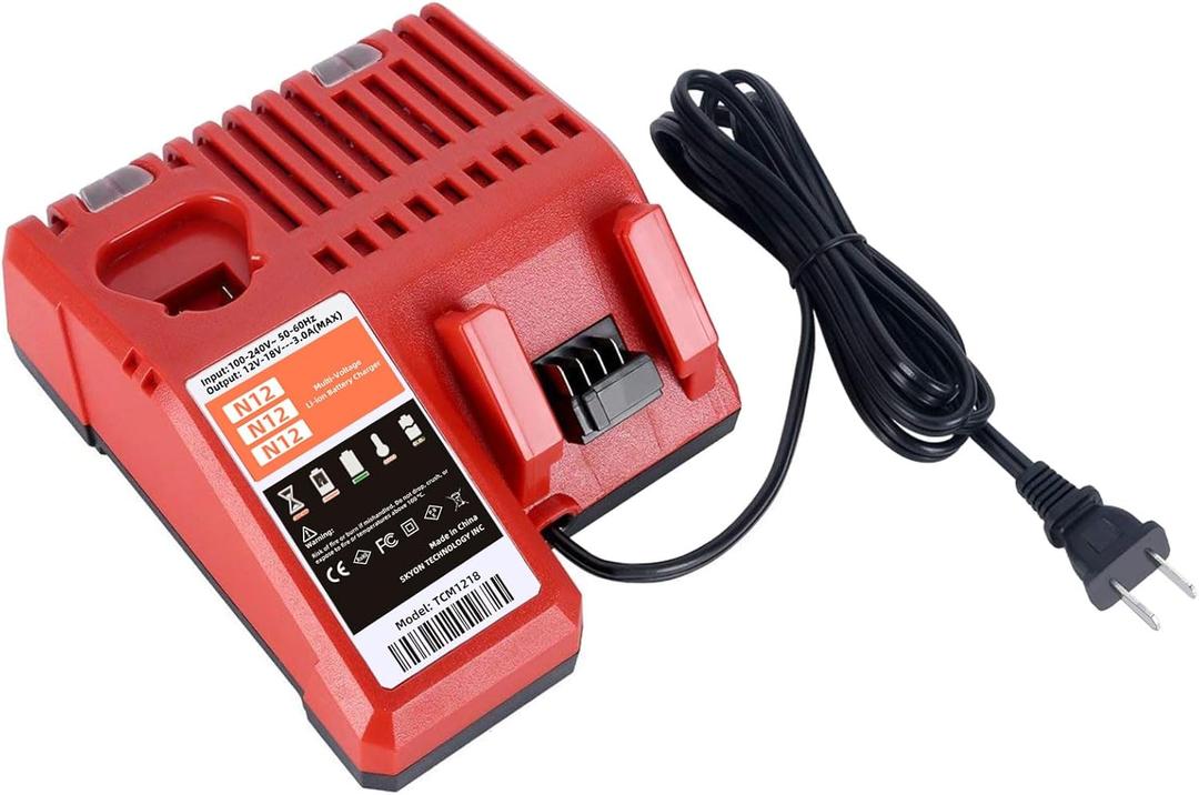 Replacement Rapid Charger for Milwaukee 12V & 18V Batteries, 12V/18V Lithium-Ion - Compatible with 48-59-1812