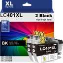 LC401XL Black Ink Cartridges, Compatible with MFC-J1010DW / J1012DW / J1170DW Printers, High Yield Replacement for Brother LC401XL LC401 Ink (2 Black, 2 Pack)