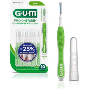 2 x GUM Proxabrush Go-Betweens - Tight - Interdental Brushes - Soft Bristled Dental Picks for Plaque Removal Health - Safe for Braces & Dental Devices, 10ct