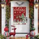 Artscope Welcome Reindeer Christmas Tree House Flag 28x40 Inch Double Sided, Seasonal Outdoor Winter Xmas Flag for Yard Farmhouse Holiday Decoration-Red