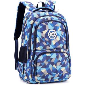 Geometric-Print Backpack for Boys Middle-School Elementary Bookbags