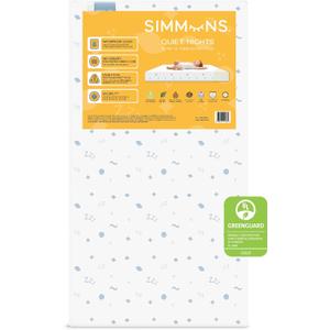 Simmons Kids Quiet Nights Dual Sided Baby Crib Mattress & Toddler Mattress - Sustainably Sourced Core - Waterproof - Hypoallergenic - GREENGUARD Gold Certified (Natural) - Ideal Firmness - Made in USA, 1 Count, Size: 27.5"W x 52"L x 5"H