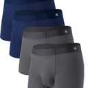DAVID ARCHY Men's Underwear Trunks Modal Support Pouch Ultra Soft Breathable Seamless Underwear for Men 4 Pack (XX-Large, Navy Blue/Dark Gray)